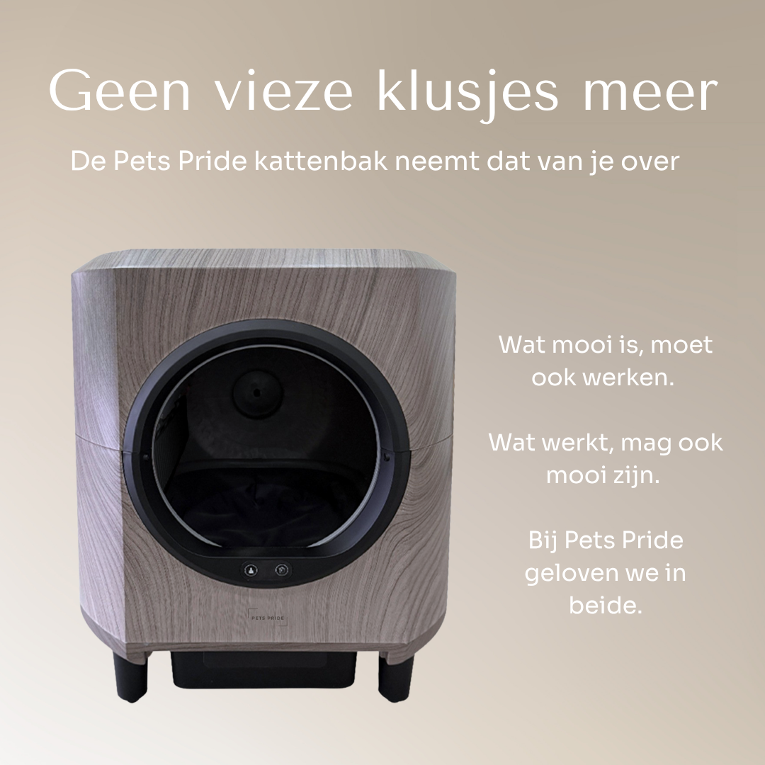 Slimme zelfreinigende kattenbak - Houtlook