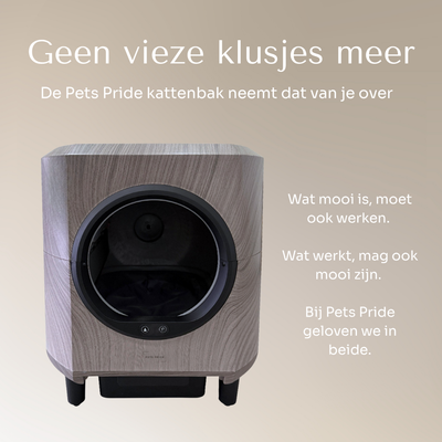 Slimme zelfreinigende kattenbak - Houtlook