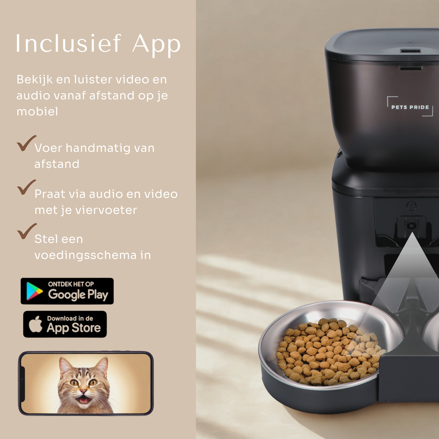 Voerautomaat met full HD camera – dubbele kom