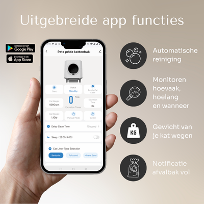 Slimme zelfreinigende kattenbak - Houtlook