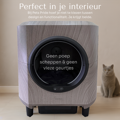 Slimme zelfreinigende kattenbak - Houtlook