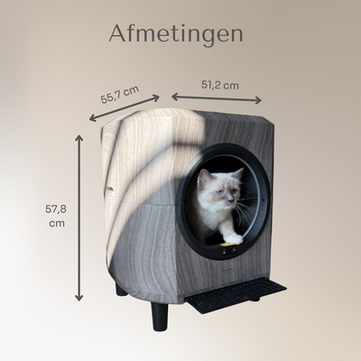 Slimme zelfreinigende kattenbak - Houtlook