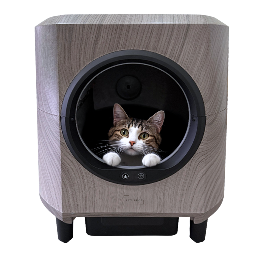 Slimme zelfreinigende kattenbak - Houtlook