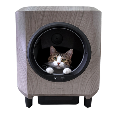 Slimme zelfreinigende kattenbak - Houtlook