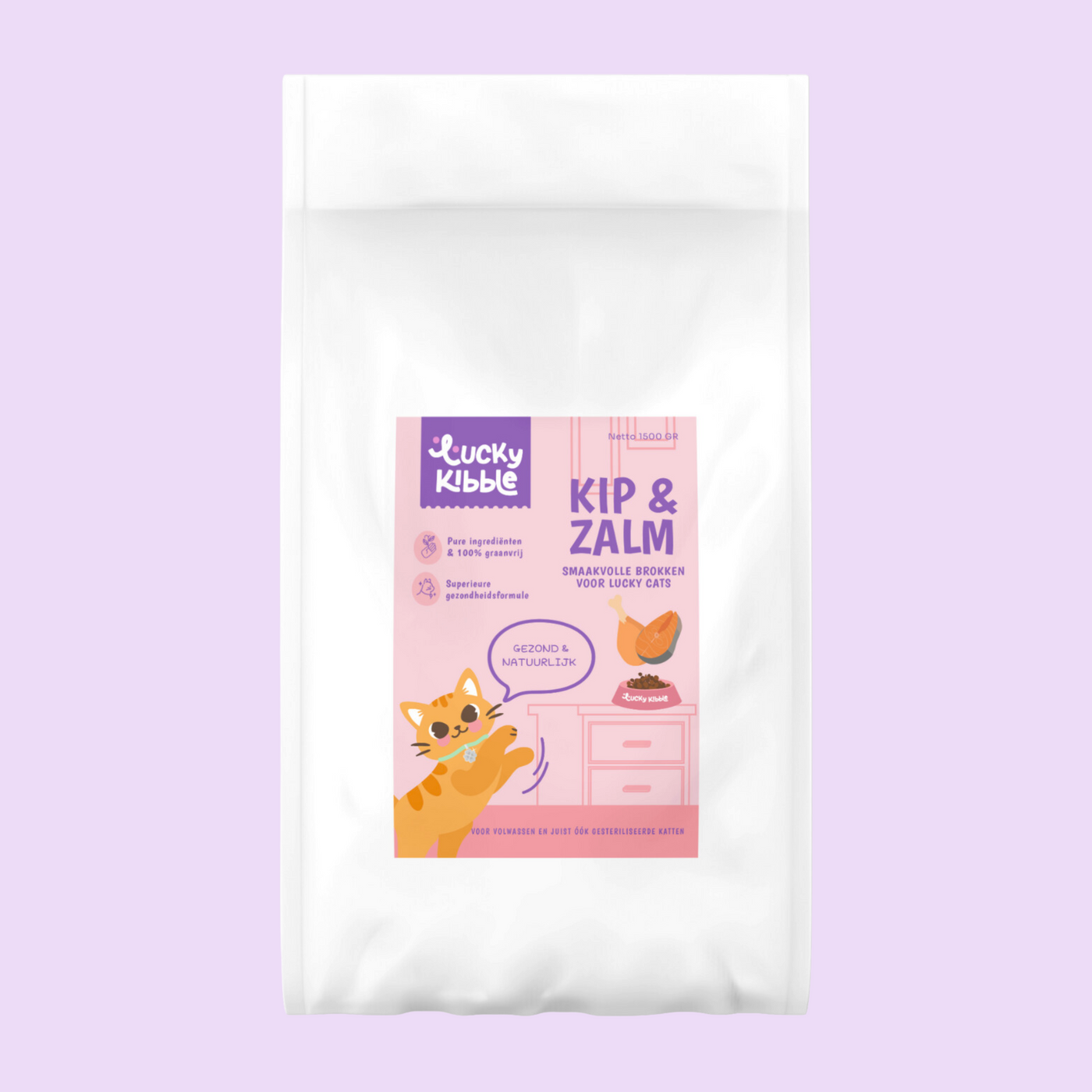 Lucky Kibble - Kattenbrokken met kip & zalm (4 x 1500 gram)